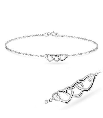 Triple Hearts Silver Bracelet BRS-41